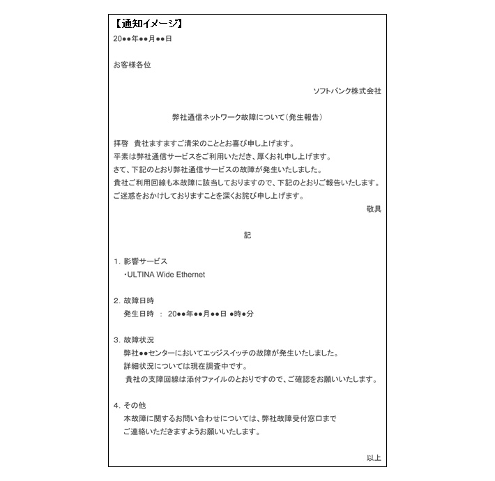 障害通知サンプルイメージ