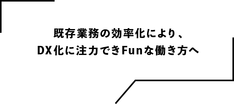 既存業務の効率化により、 DX化に注力できFunな働き方へ