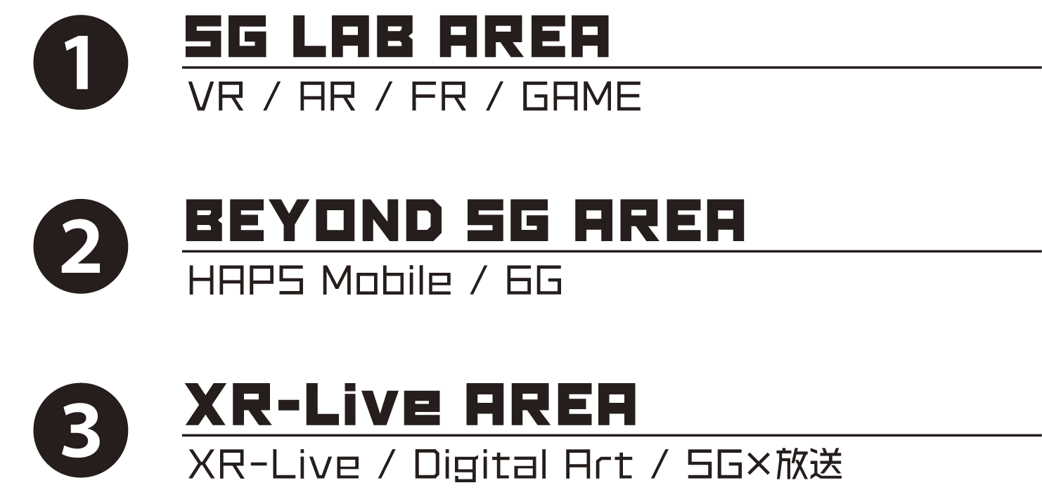 1 SG LAB AREA 2 BEYOND SG AREA 3 XR-Live AREA