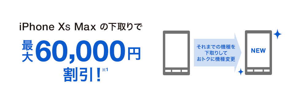 iPhone XS Max の下取りで最大60,000円割引!(※1)