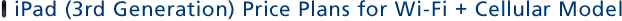 iPad (3rd Generation) Price Plans for Wi-Fi + Cellular Model