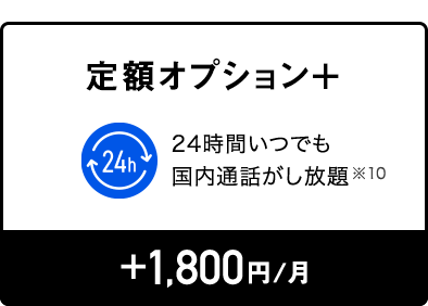 定額オプション+ 24時間いつでも國內通話がし放題 +1,800円/月