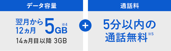 データ容量 50GB 対象サービスなら動画SNS放題 + 通話料 話した分だけお支払い※3