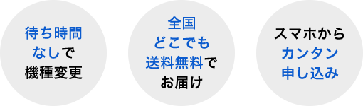 待ち時間なしで機種変更 全国どこでも送料無料でお届け スマホからカンタン申し込み