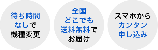 待ち時間なしで機種変更 全国どこでも送料無料でお届け スマホからカンタン申し込み