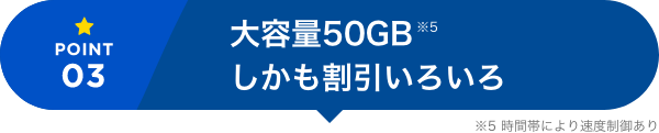 大容量50GBしかも割引いろいろ