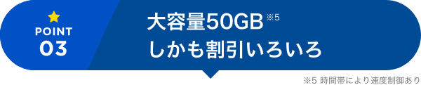 大容量50GBしかも割引いろいろ