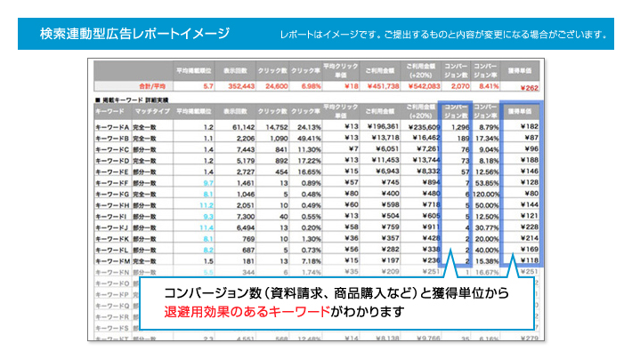 検索連動型広告レポートイメージ