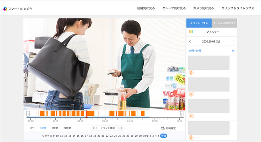 POSシステムとの連携により、レジの操作時の映像だけを次々に確認できます。