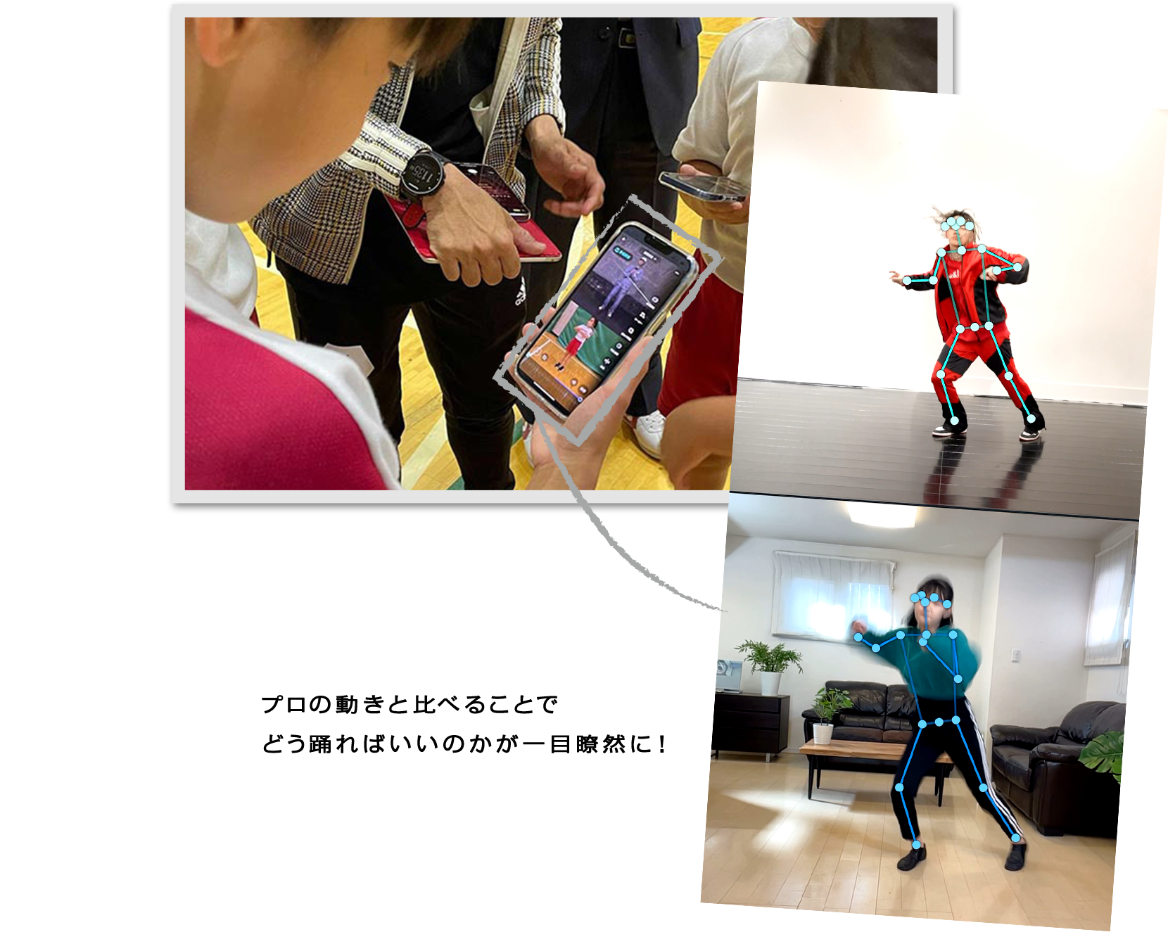プロの動きと比べることでどう踊ればいいのかが一目瞭然に!