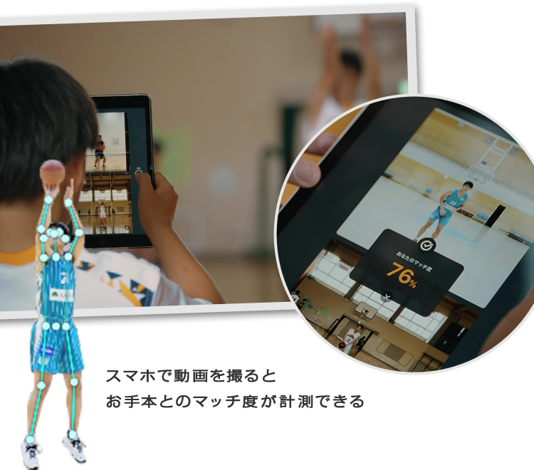 スマホで動画を撮るとお手本とのマッチ度が計測できる