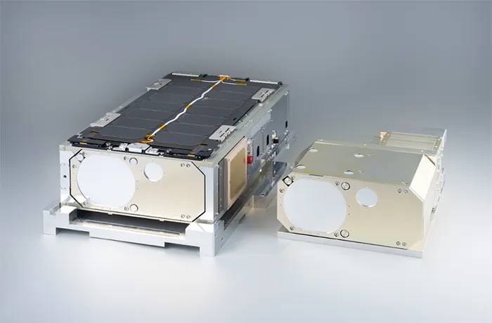 Demonstration model of LEO satellite with optical wireless communication device