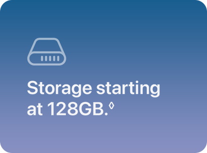 Storage starting at 128GB.◊