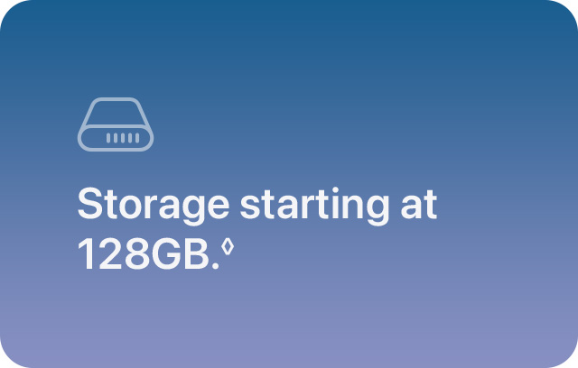 Storage starting at 128GB.◊