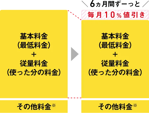 6ヵ月間ずーっと毎月10％値引き