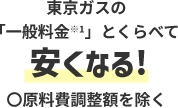 東京ガスの一般料金と比べて安くなる！原料費調整額を除く。