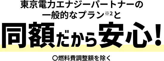 東京電力エナジーパートナーの「従量電灯B」と同額！燃料費調整額を除く。
