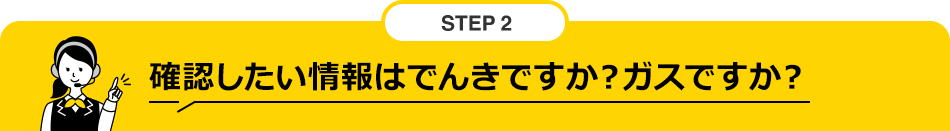 STEP2 確認したい情報はでんきですか？ガスですか？
