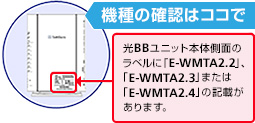 光BBユニット本体側面のラベルに「E-WMTA2.2」、「E-WMTA2.3」または「E-WMTA2.4」の記載があります。