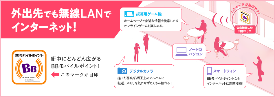 外出先でも無線LANでインターネット!