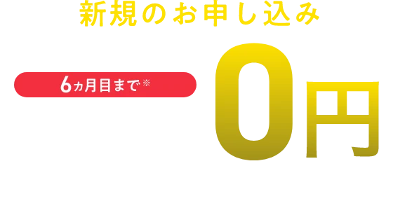 新規のお申し込み 6ヵ月目まで 月額基本料金・ホームゲートウェイ(S) 0円