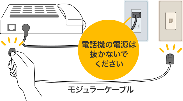 モジュラーケーブルを外す