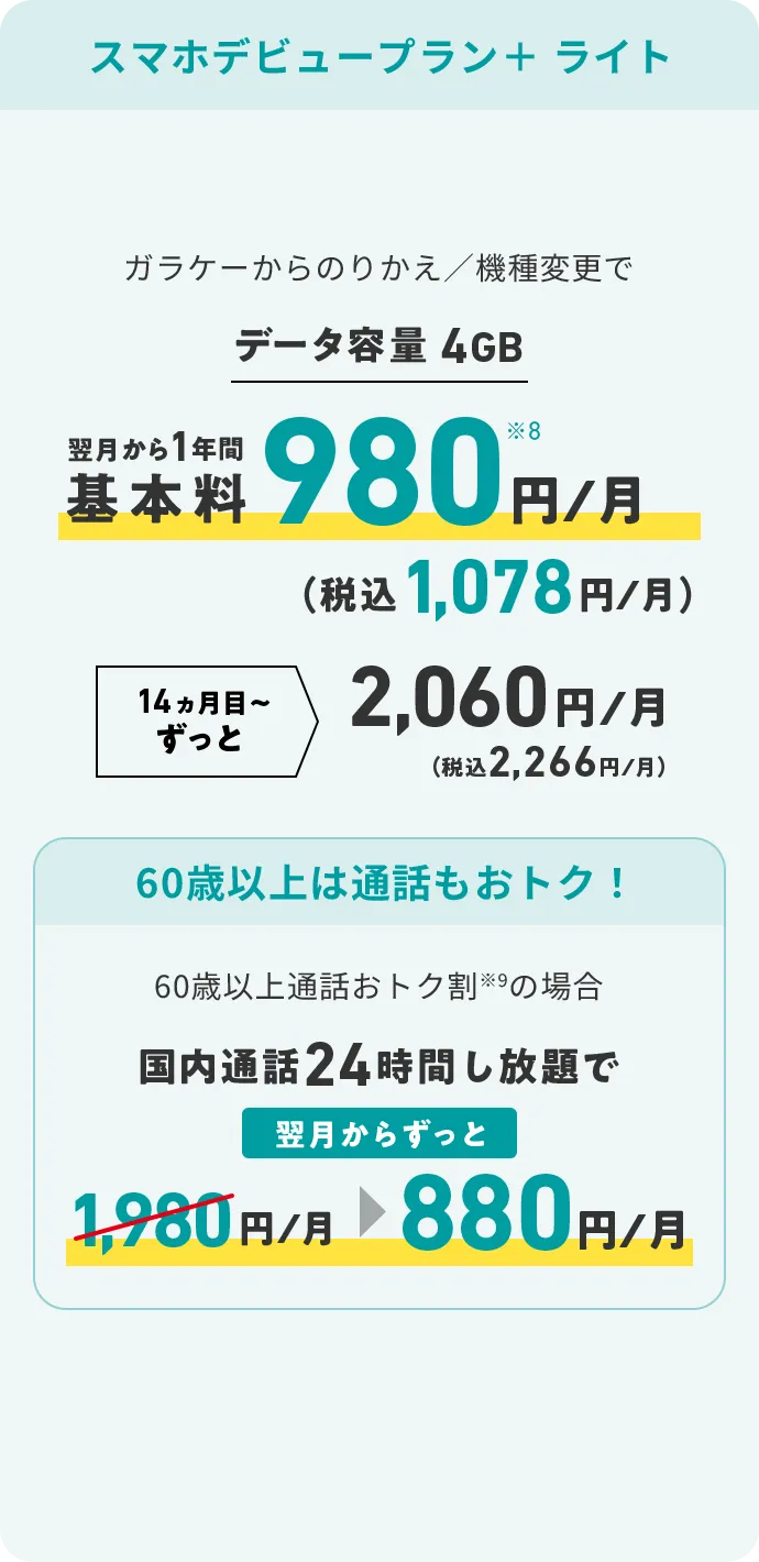 スマホデビュープラン＋ライト