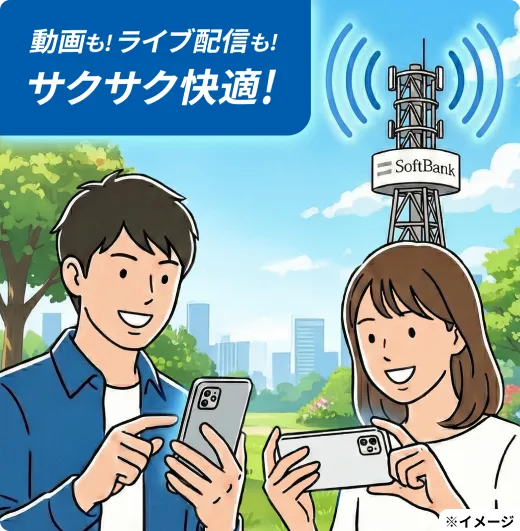 動画も!ライブ配信も! サクサク快適! ※イメージ