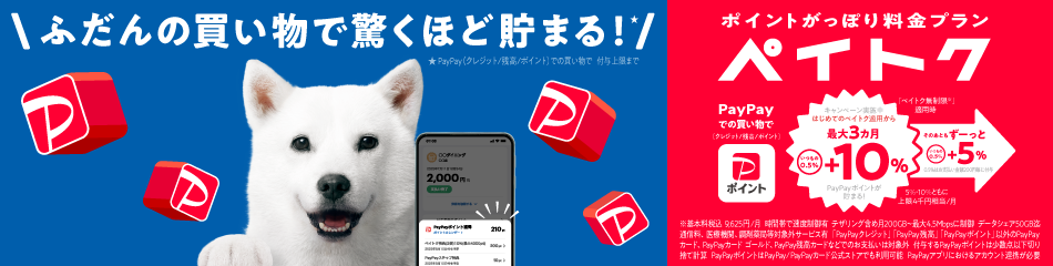 ポイントがっぽり料金プラン ペイトクのキャンペーンバナー