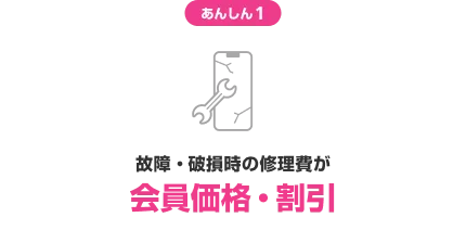 あんしん1 故障時・破損時の修理費が会員価格・割引!