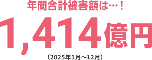 年間合計被害額は・・・！ 1,414億円（2025年1月～12月）