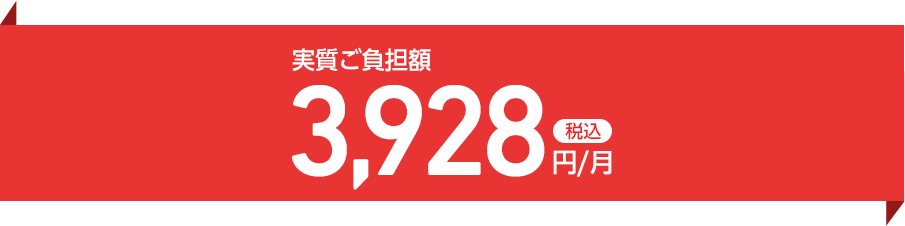 実質こ負担額税込3,928円／月