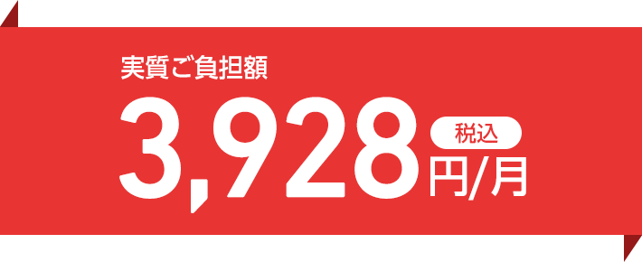 実質こ負担額税込3,928円／月