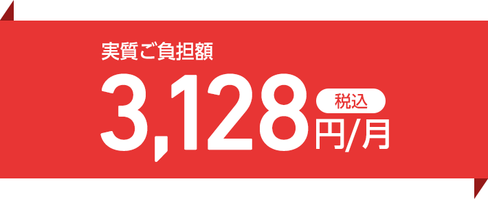 実質こ負担額税込3128円／月