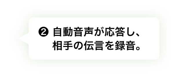 ❷ 自動音声が応答し、相手の伝言を録音。