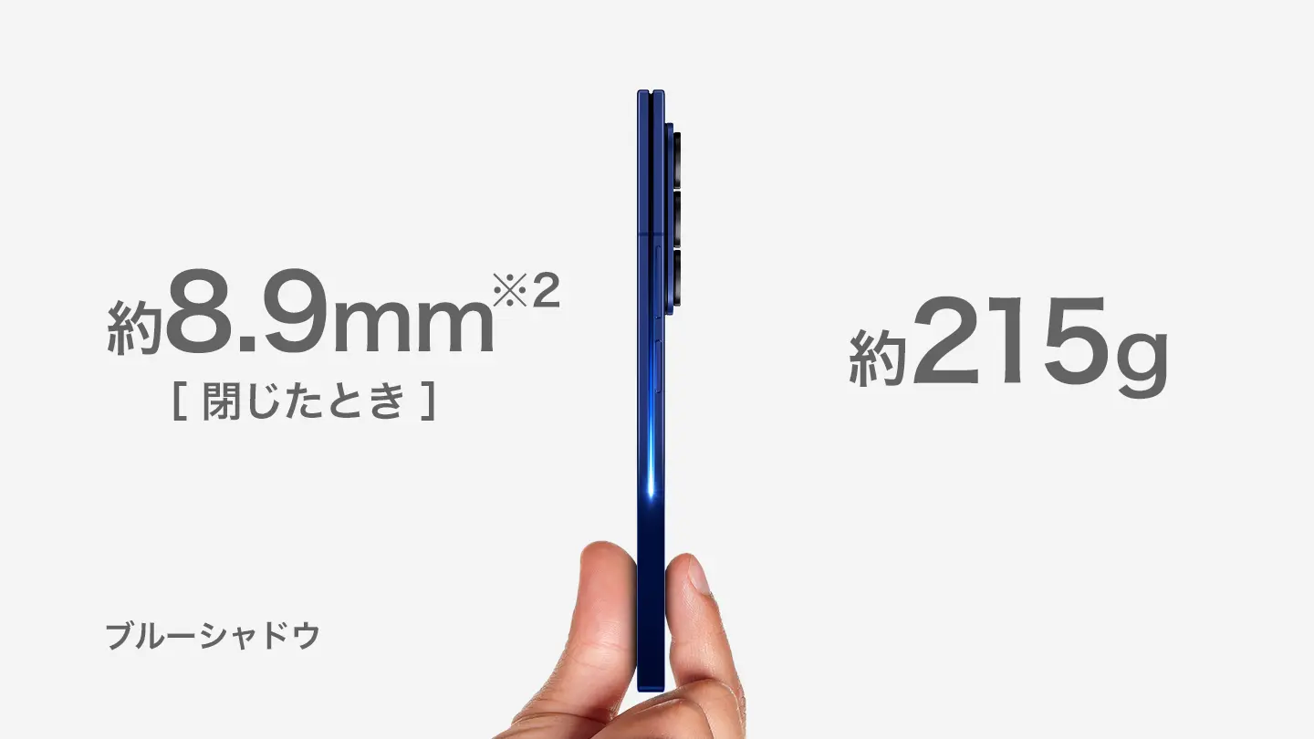 閉じたとき・8.9mm※2/約215g/ブルーシャドウ