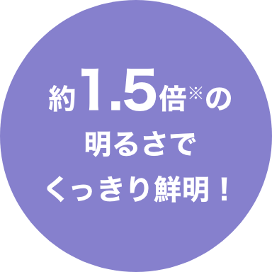 約1.5倍の明るさでくっきり鮮明！