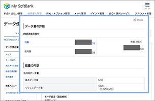 ご利用データ量の確認 スマートフォン 携帯電話 ソフトバンク