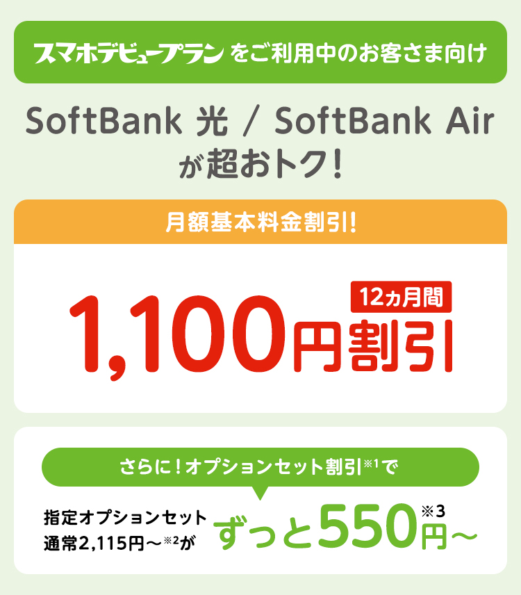 スマホデビュープラン限定 ネットもデビューキャンペーン インターネット 固定電話 ソフトバンク