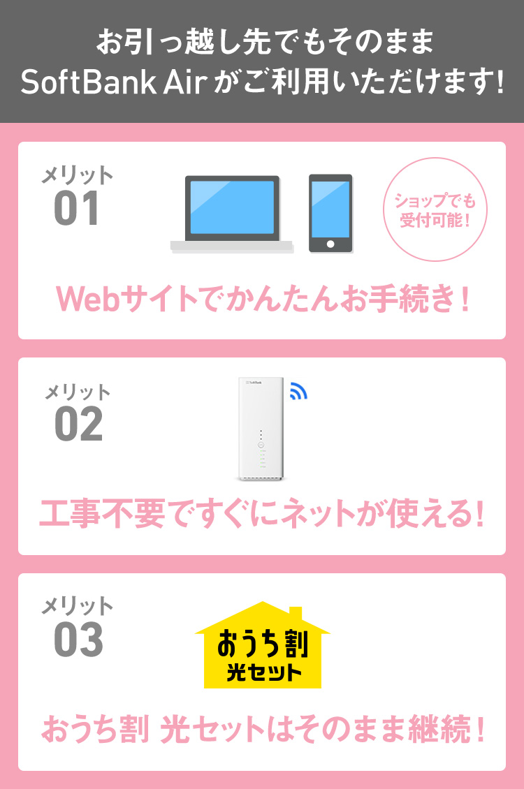 Softbank Air 引っ越しのお手続き インターネット 固定電話 ソフトバンク